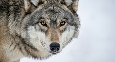 gray wolf close-up portrait, isolated