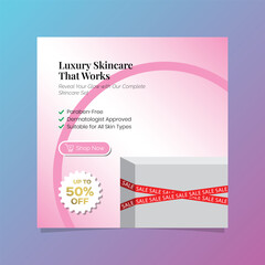 Luxury Skincare Product Social Media Post Template – Editable Beauty Cosmetic Sale Design for Instagram & Marketing Promotions