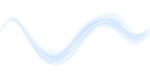 Blue neon curved light lines with glow overlay effect. Futuristic swirl effect on PNG transparent...