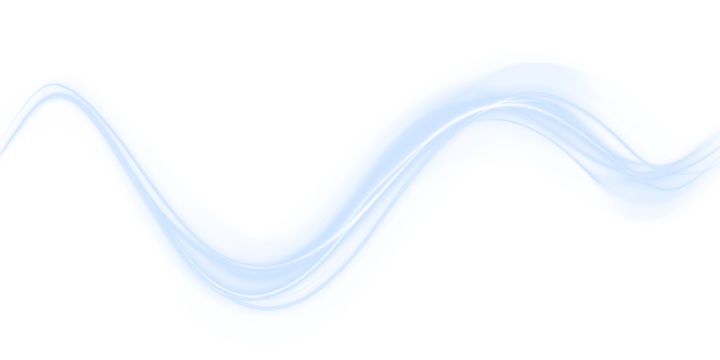 Blue neon curved light lines with glow overlay effect. Futuristic swirl effect on PNG transparent background.