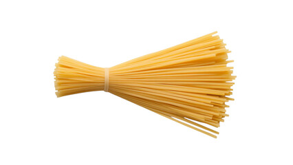 Spaghetti pasta raw uncooked italian food cuisine noodle ingredient carbohydrate grain bundle dry 100 grams on transparent background