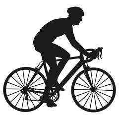 Fototapeta premium Dynamic cyclist silhouette speeding on road bike for fitness and outdoor sports design projects