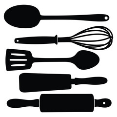 Cooking utensils collection creates appetizing design for recipe blogs and culinary websites