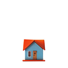 A simple, 3D model of a house.  Colorful, basic