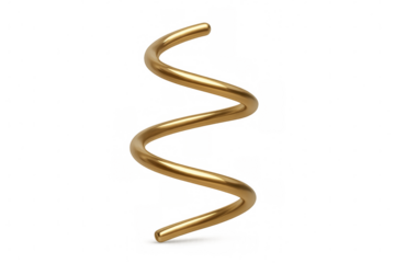 Rotating golden spiral shape on transparent background, ideal for technology, science, and abstract concepts