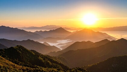 Golden Ridge Under Morning Fog