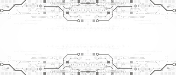 Technological background in gray colors. Used technical lines and a pattern of squares with different shades of gray.