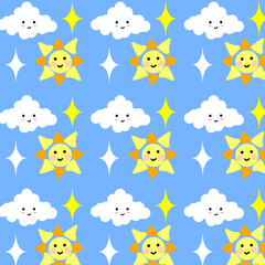 seamless pattrens clound and sun kawai