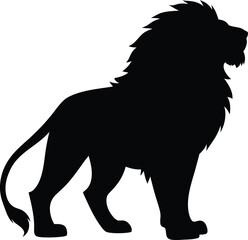 Southern african lion silhouette art Vector on white Background