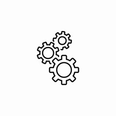 three cogwheels meshing icon sign vector