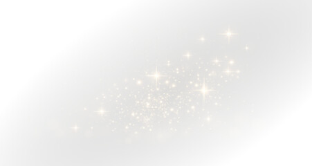 Luminous dust and glowing sparkles with light burst. Magical PNG background