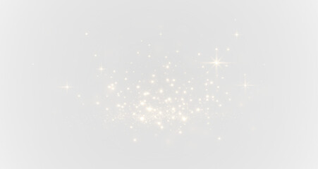 Luminous dust and glowing sparkles with light burst. Magical PNG background