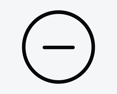 Negative Less Minus Zoom Out Substract Round Circle Circular Button Math Mathematics Minimize No Icon Sign Symbol Black White Illustration Graphic