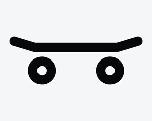 Skateboard Line Shape Skate Board Outline Side View Toy Game Extremesport Lifestyle Travel Wheels Black White Icon Sign Symbol Vector Illustration Artwork