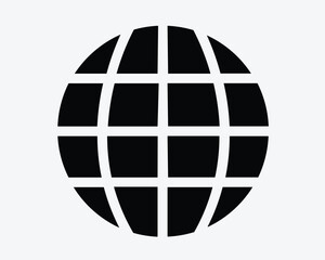 Sphere Ball Global Round World Worldwide Grid Square Frame Earth Planet Business Network Disco Black White Icon Sign Symbol Vector Illustration Artwork