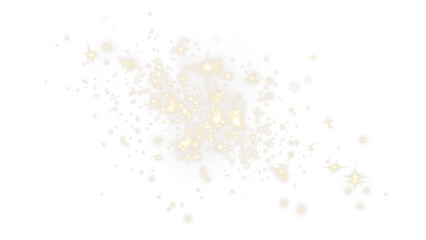 Golden sun dust glow and shimmer particles on transparent PNG overlay