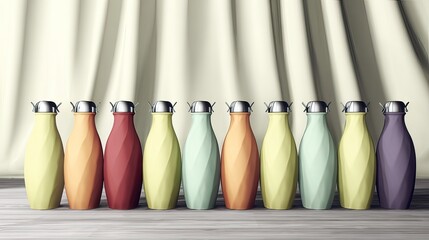 Colorful bottles studio backdrop display