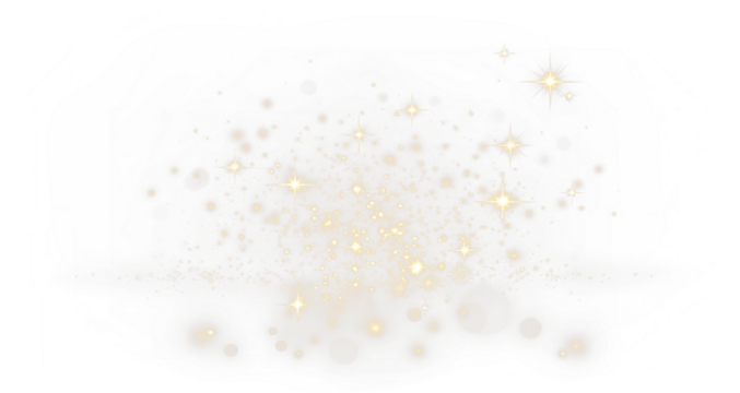 Christmas glow with golden bokeh, Overlay effect particles and starry dust on transparent PNG