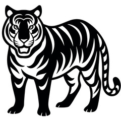 Fototapeta premium Stylized black and white tiger illustration