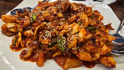 Spicy Stir-fried Octopus with vegetables