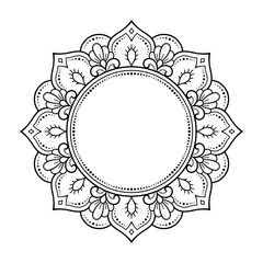 Frame in eastern tradition. Stylized with henna tattoos decorative pattern for decorating covers for book, notebook, casket, magazine, postcard and folder. Flower border in mehndi style.