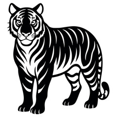 Fototapeta premium Stylized black and white tiger illustration