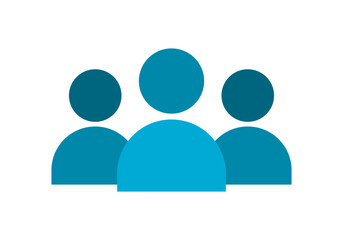 Blue group team people business icon sign flat vector design