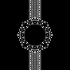 Frame in eastern tradition. Stylized with henna tattoos decorative pattern for decorating covers for book, notebook, casket, magazine, postcard and folder. Flower border in mehndi style.