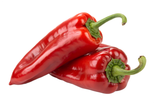 Red bell peppers isolated on transparent background
