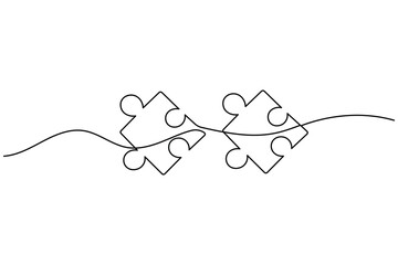 Puzzle icon line continuous drawing with Problem Solving isolate outline vector illustration
