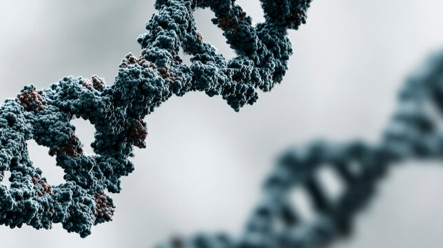 A close up of a DNA strand with a blurry background - Powered by Adobe