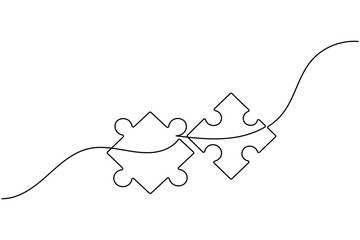 Puzzle icon line continuous drawing with Problem Solving isolate outline vector illustration