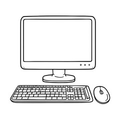 Fototapeta premium Simple Handdrawn Computer and Peripheral Device Illustration in Line Art. Ai Generated Images