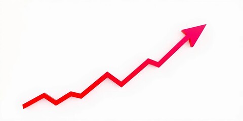 Abstract upward trending financial chart arrow on white background,  graph,  white background