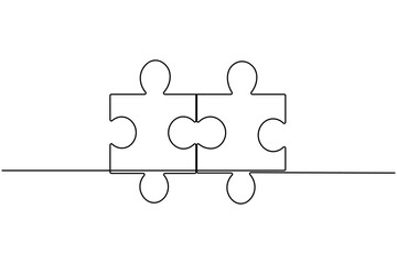 Puzzle icon line continuous drawing with Problem Solving isolate outline vector illustration