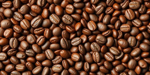 Obraz premium Close-up vector seamless pattern of rich brown coffee beans, element, pattern