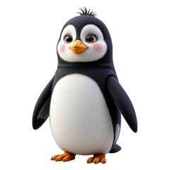Fototapeta premium Cute cartoon penguin character with big eyes and cheerful expression