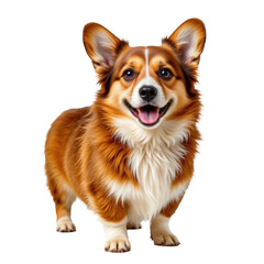 Fototapeta premium Happy Corgi Dog with Fluffy Coat and Playful Expression in Studio