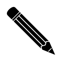 Graphic illustration of a pencil with eraser, ready to write or draw icon vector