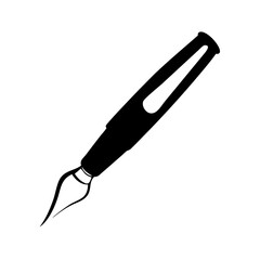 Elegant Black and White Illustration of a Calligraphy Pen with Precise Detailing icon vector
