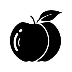 Simple black and white apple graphic symbol with leaf and stem icon vector