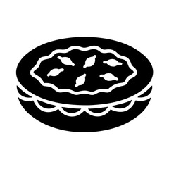 Black and white illustration of a pie with visible seeds icon vector