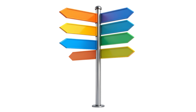 未来への道標：選択肢を示すカラフルな案内板Generated image