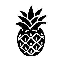 Obraz premium Bold and graphic pineapple illustration in black and white color scheme icon vector