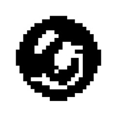 Abstract pixel art of a spiral or swirl shape within a circle icon vector