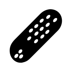 Stylized black and white image of a remote control with multiple buttons icon vector