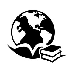 Global Education Symbol Earth Globe and Books Representing Knowledge and Learning icon vector