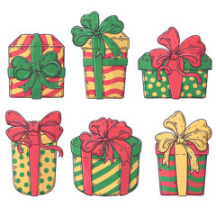 christmas gift boxes png, colorful christmas gift collection 