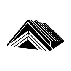 Abstract layered structure in black and white, a geometric perspective design icon vector