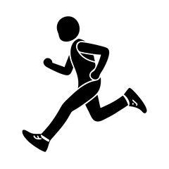 Silhouette icon depicting a runner in motion, showcasing fitness and athleticism icon vector
